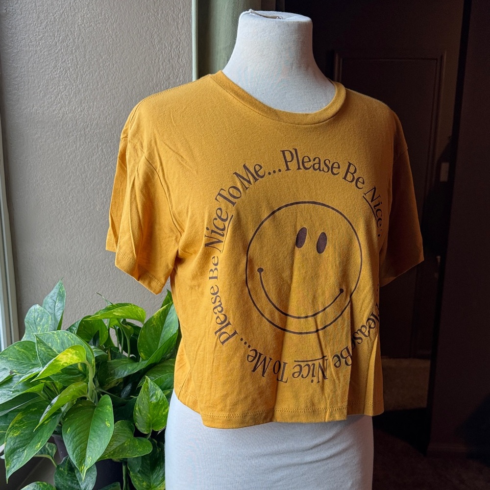Parker Goods Please Be Nice To Me Smiley Face CROPPED Tee